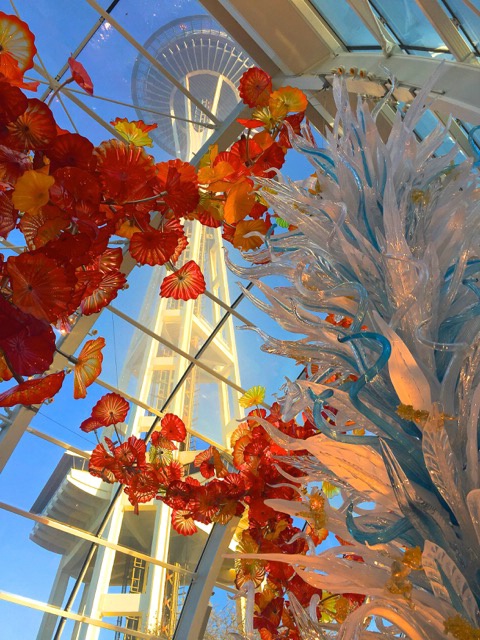 Seattle Space Needle through Chihuly Glass Exhibit