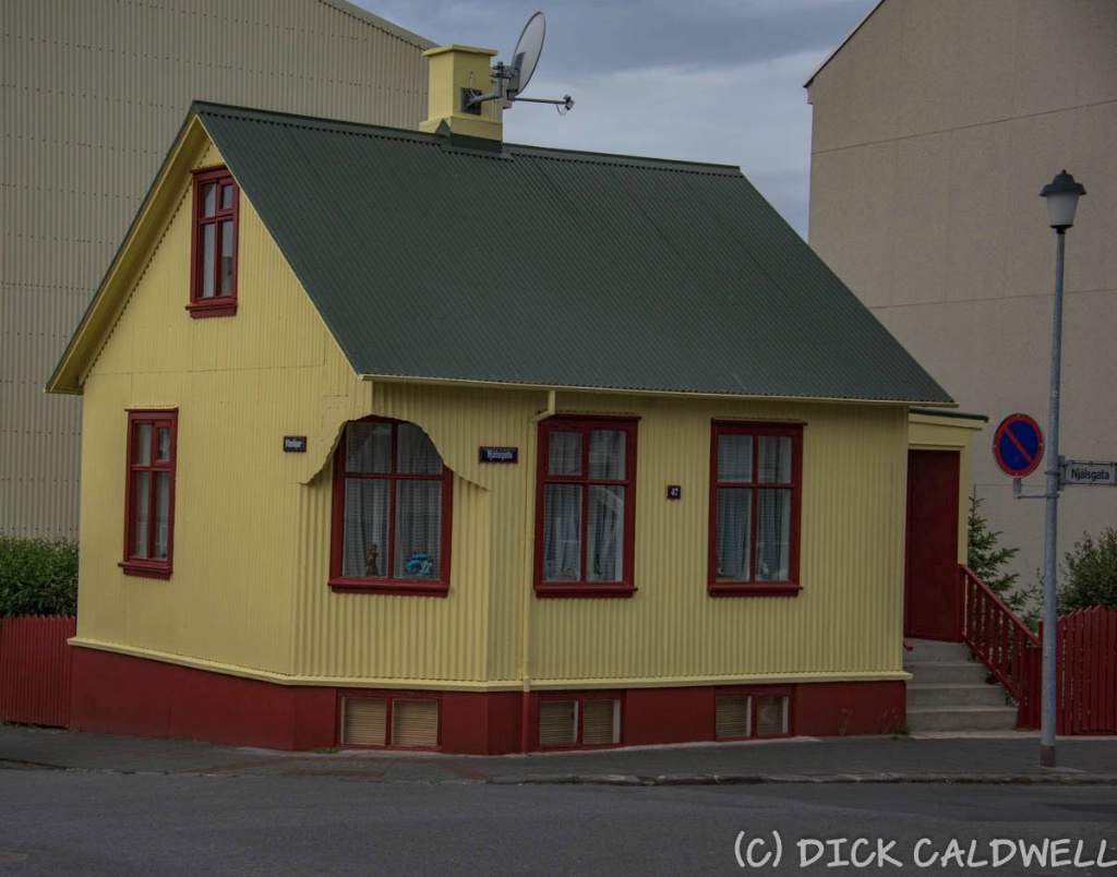Many buildings in Iceland have metal siding over t