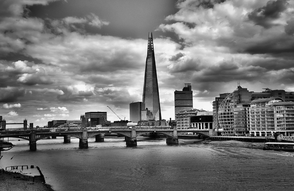 Shard and the Thames Monochrome