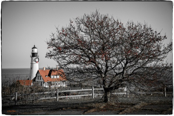 Portland Headlight at Christmas, Maine