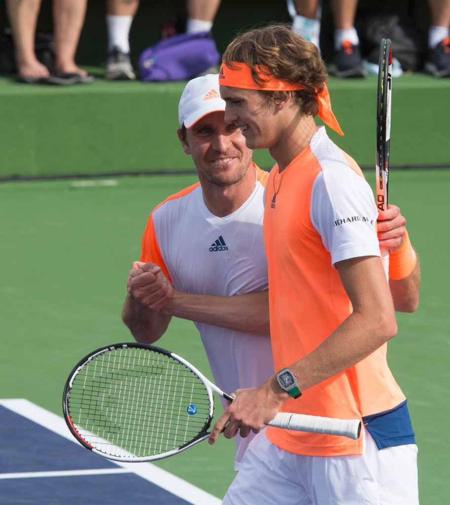 Zverev brothers after winning a doubles match