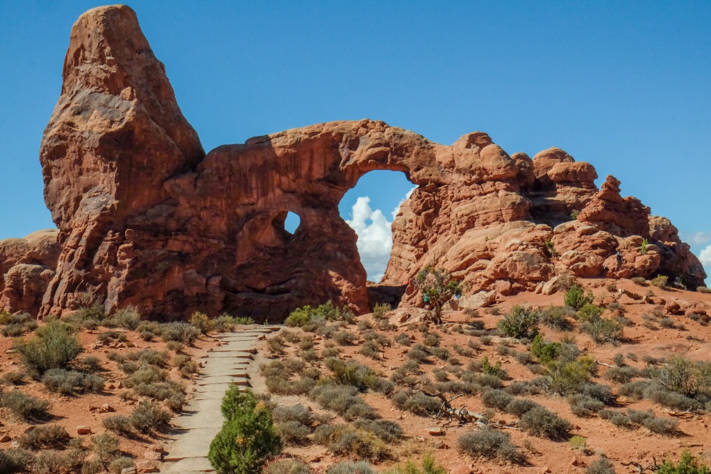 through the arch