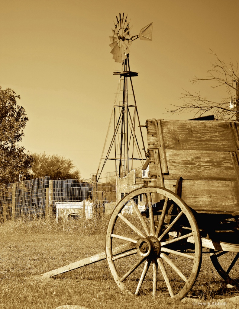 wagon and windmill