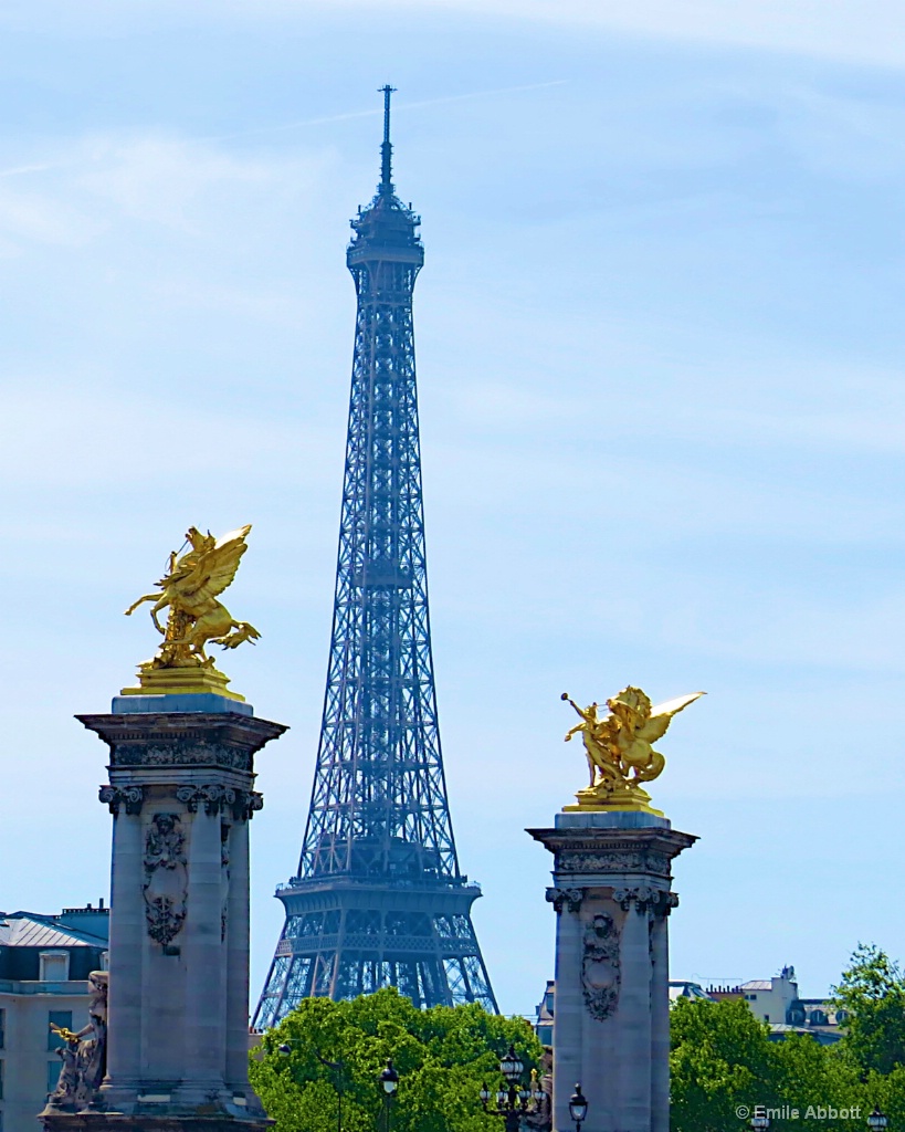 Eiffel Tower and Golden Winged Horses