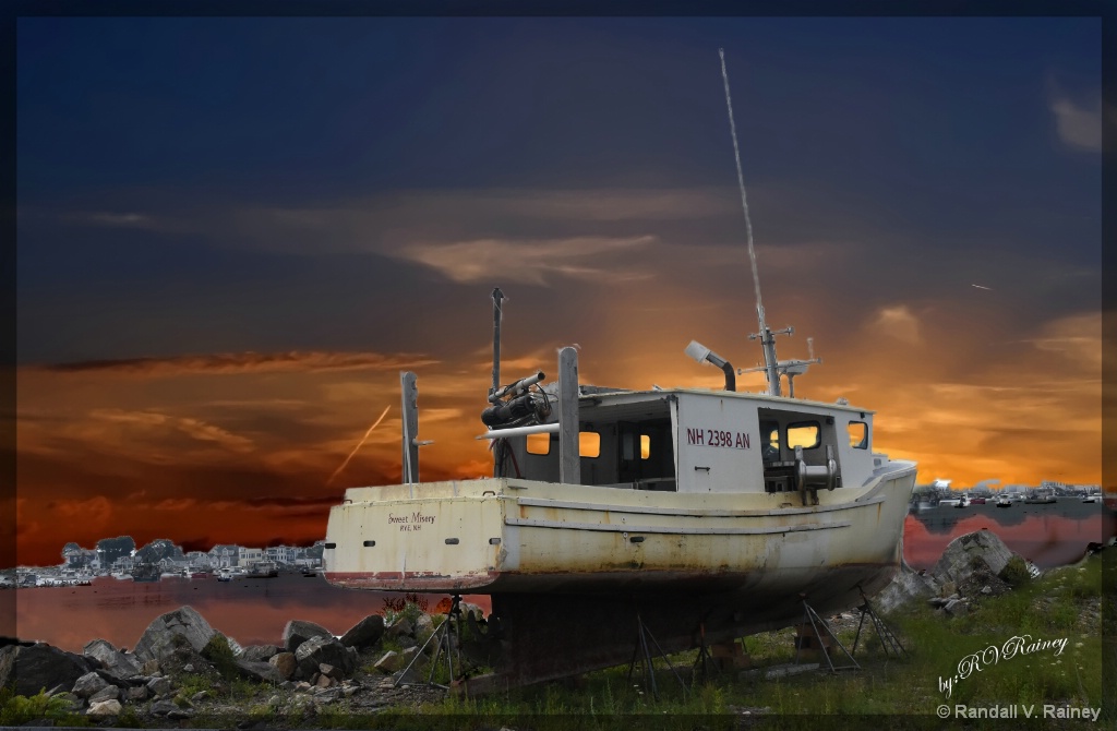 Work boat on the Hard at Sunset