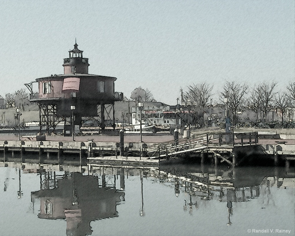 Seven Foot Knoll Light House w/ Watercolor