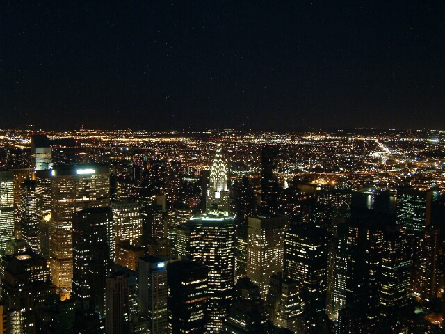 Midtown East and Queens at night