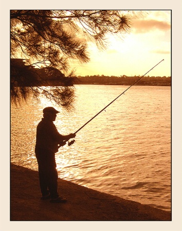 fishing under tree