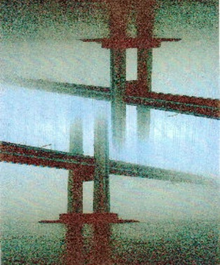 Twin bridges in mist