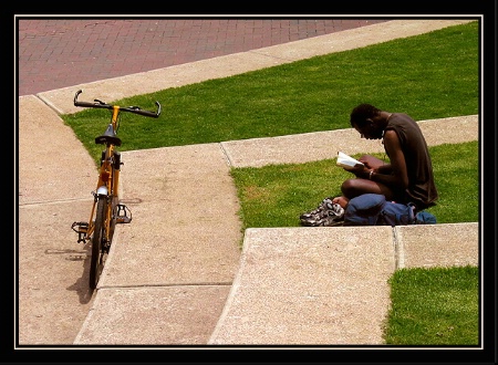 a reader & his bicycle