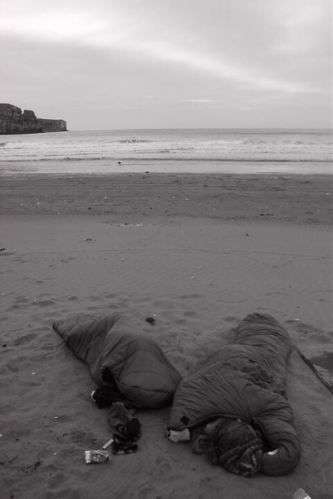 sleeping on the beach