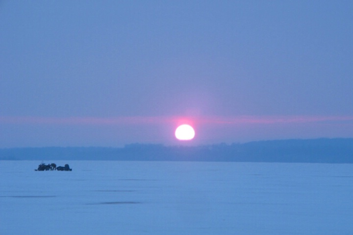 Ice Fishing At Sun Up