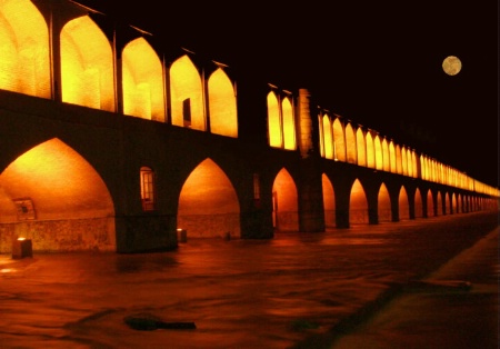 old bridge at night