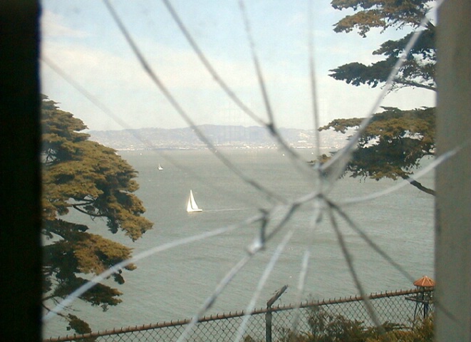 San Francisco Bay from inside Alcatraz prison
