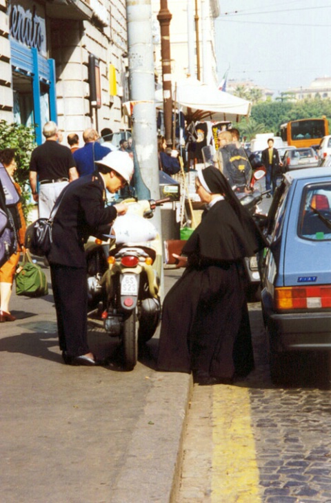 Nun Getting a Ticket