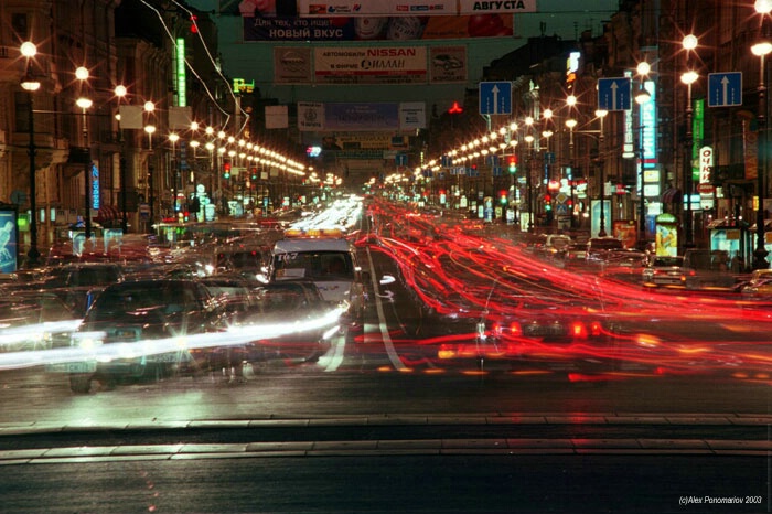 The light river of cars lights