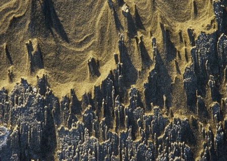 Wind-eroded beach sand