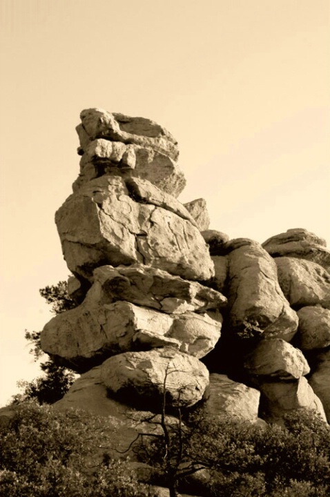 Mtn Rocks in Sepia