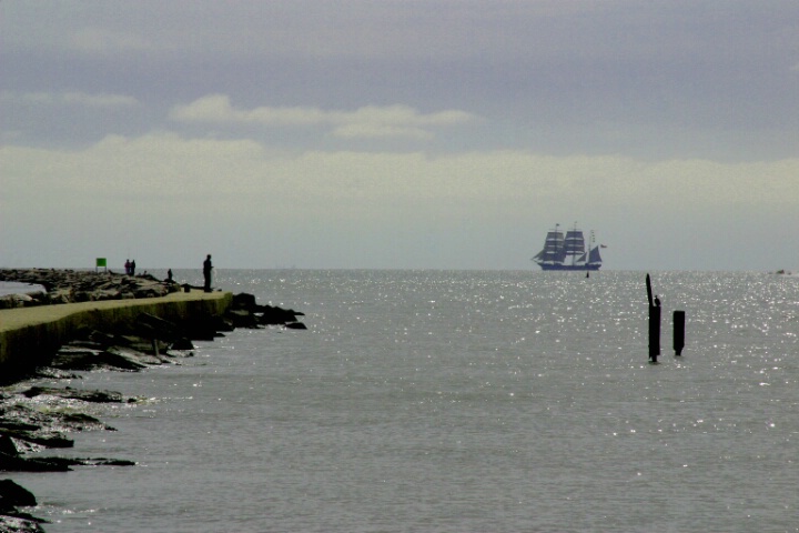 Tall ship and the jetty