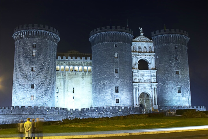 Castel Nuovo at Night in Naples, Italy