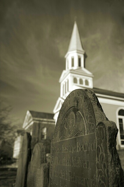 Old Hill Burial Ground with Church, Concord, MA