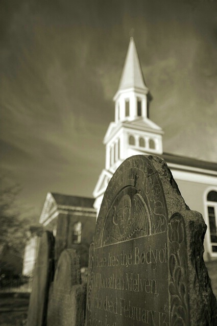 Old Hill Burial Ground with Church, Concord, MA - ID: 234415 © Sharon E. Lowe