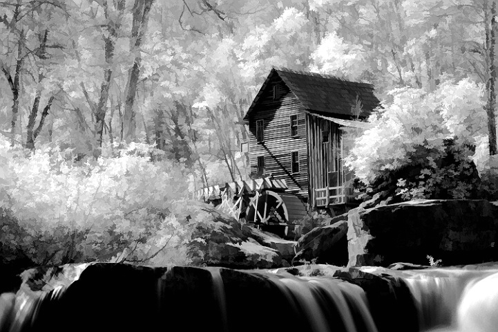 Glade Creek Grist Mill in Infrared
