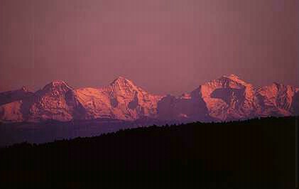 alpenglow in the swiss alps