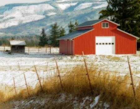 The Red Barn in Winter
