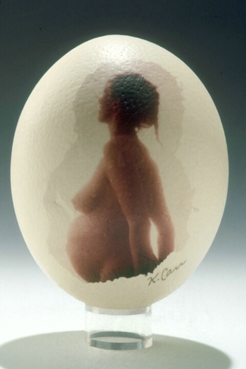 Pregnant Nude on Ostrich Egg