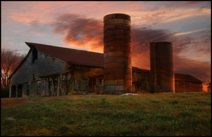 Old Barn and the Sunset