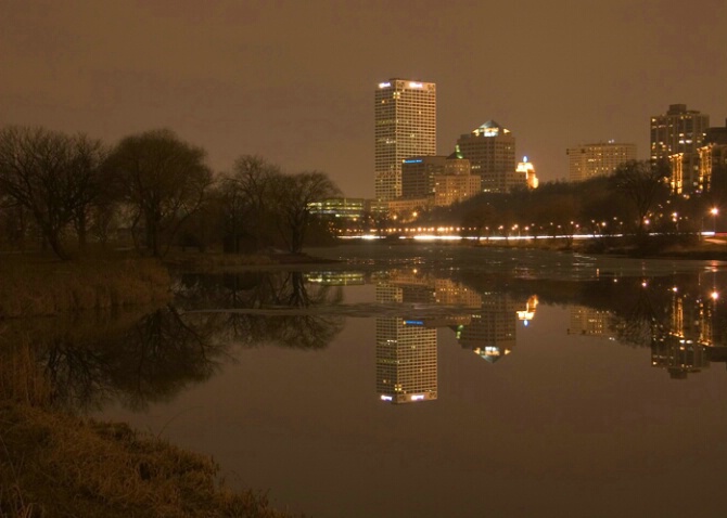 Night Reflections where City and Country Meet - ID: 320625 © Robert Hambley