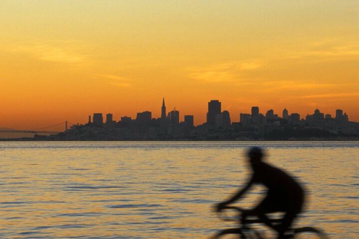 Biker and San Francisco