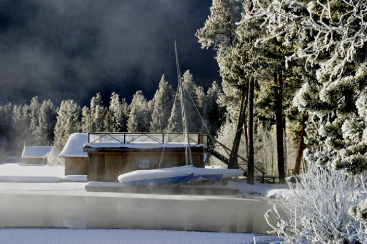 Ice fog on Grand Lake