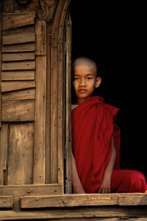 Monk boy in monasery,  Pagan, Burma