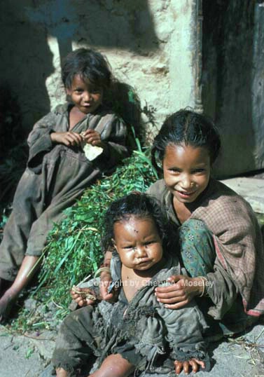3 children from Himalayan village - ID: 360209 © Cheryl  A. Moseley