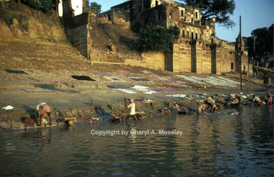 Washing laundry in Ganges River - ID: 360210 © Cheryl  A. Moseley
