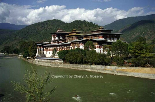 Buddhist Monastery on Bhutan river, 17-22 - ID: 362417 © Cheryl  A. Moseley