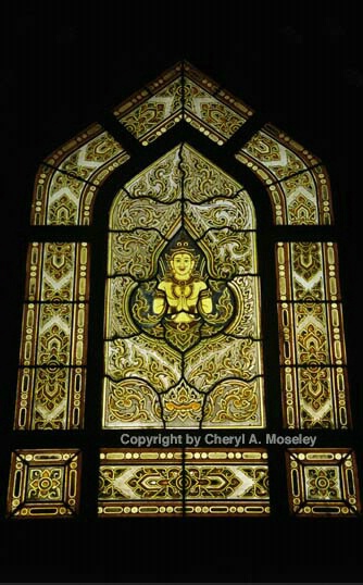 Buddhist Temple stained glass, Thailand, 21-1 - ID: 362446 © Cheryl  A. Moseley