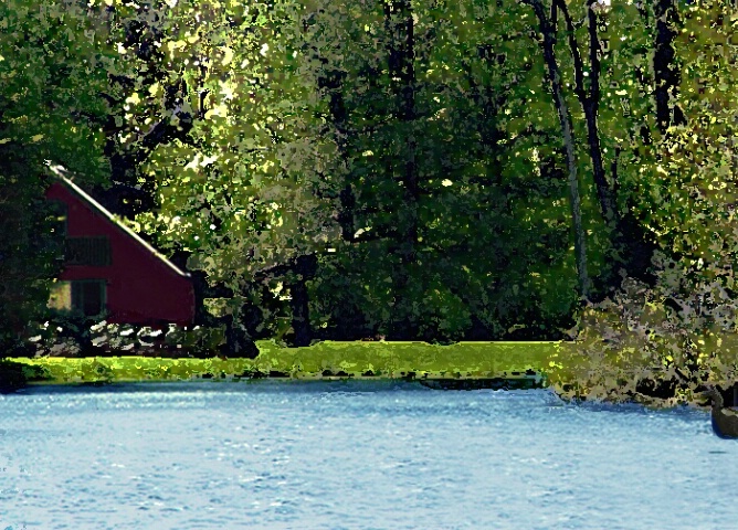 Trees, Water and a Little House