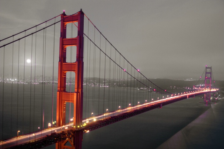 Golden Gate Bridge/ Full Moon