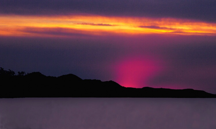 Unusual sunset at the Great Salt Lake