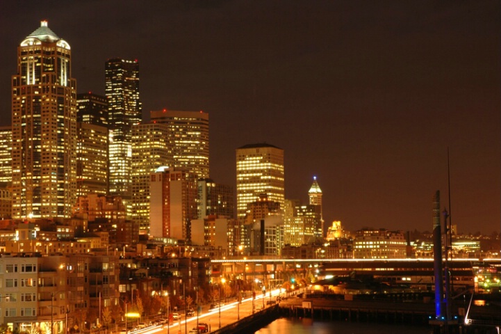 Skyscrappers at night