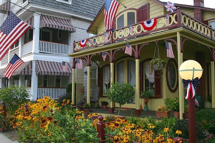 Patriotic House with Flowers