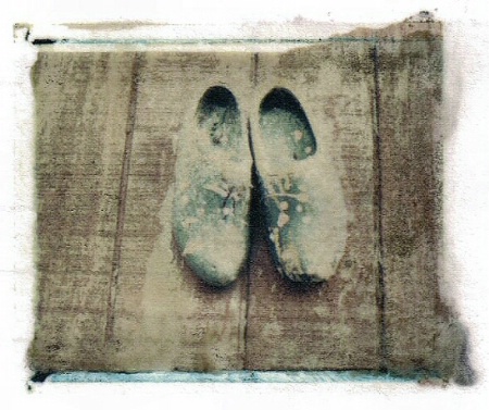 blue shoes - Polaroid transfer
