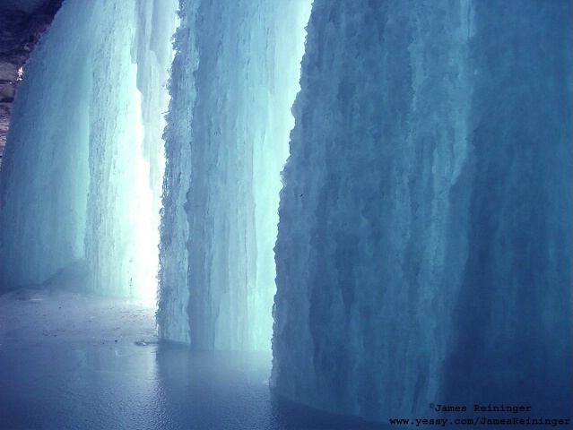 Underneath Minnehaha Falls in January