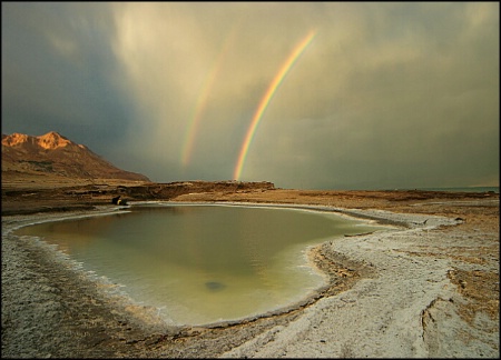 rainbow over the dead sea