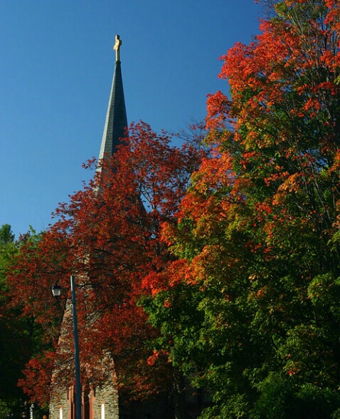 Woodstock Vermont Church in Fall - ID: 682909 © John Tubbs
