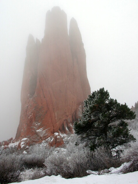 Rock Formation on Foggy Winter  Day 