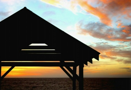 Beach Cabana At Dusk